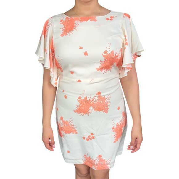 NWT Aquamar Floral Shift Flutter Sleeve Mini Dress M - Picture 1 of 7